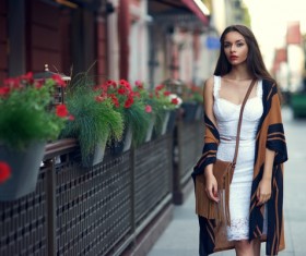 Street wearing fashionable girl Stock Photo