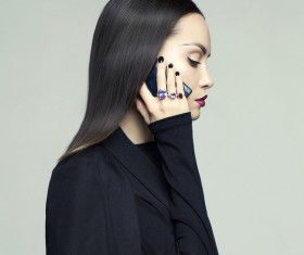 Stylish model answering the phone Stock Photo 01