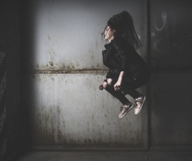 Stylish woman with extreme posing style Stock Photo