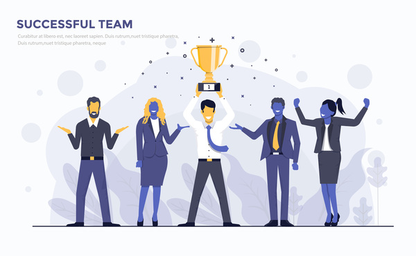 Successful Team flat business template vector