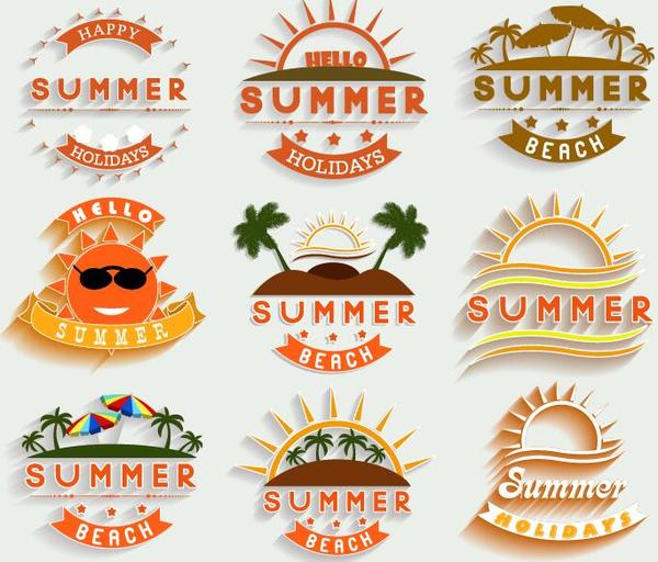 Summer holiday labels template vectors