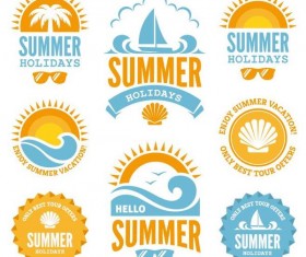 Summer holiday labels with badge vectors material