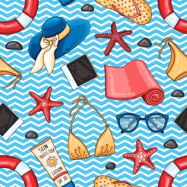 Summer holiday styles seamless pattern vector 03