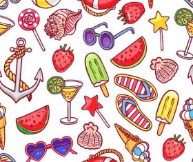 Summer holiday styles seamless pattern vector 04