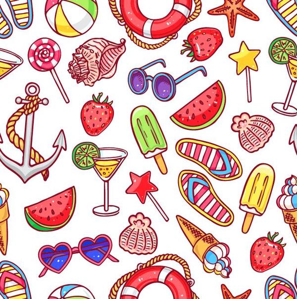 Summer holiday styles seamless pattern vector 04