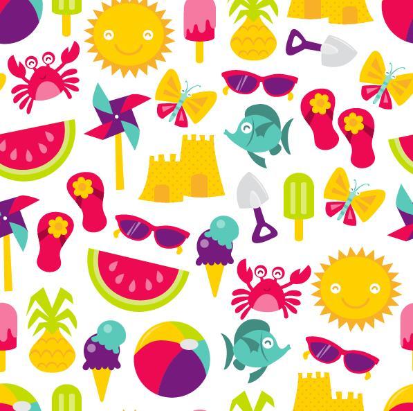Summer holiday styles seamless pattern vector 09