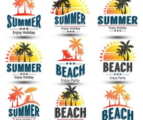Summer holiday with beach party labels vector