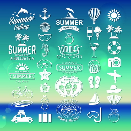 Summer logos typography vector 01 free download