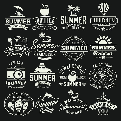 Summer retor logos design vector material