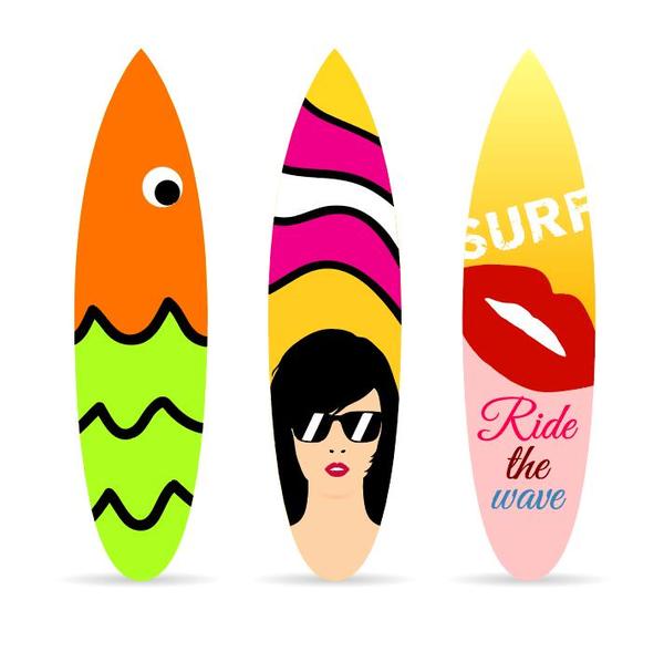 Surf board template vectors 03