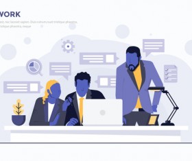 Teamwork flat business template vector