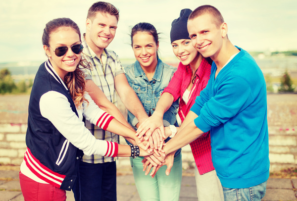 Teenagers get-together Stock Photo 02