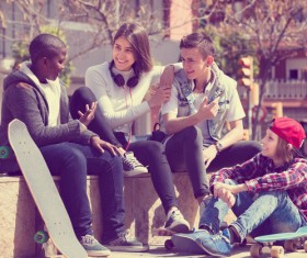 Teenagers get-together Stock Photo 05