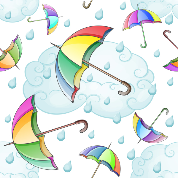 Umbrella pattern with raindorp seamless pattern vector