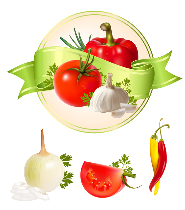 Vegetable label with vegetable vector