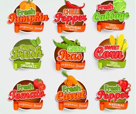Vegetable labels vector set