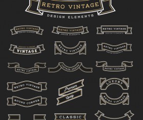 Vintage blank ribbon vector material