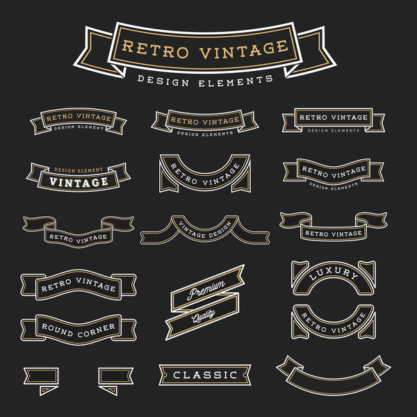 Vintage blank ribbon vector material