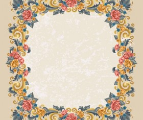 Vintage flower frame vectors material 01