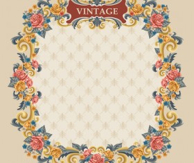 Vintage flower frame vectors material 02
