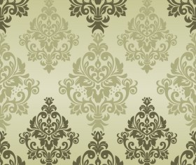 Vintage green damask seamless pattern vectors 01