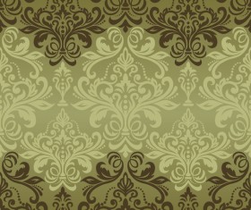 Vintage green damask seamless pattern vectors 02