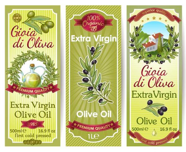 Vintage olive oil banner sticker vector 01