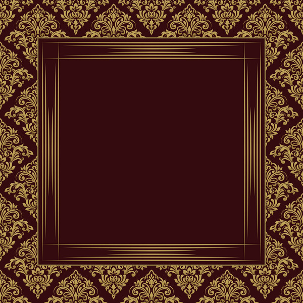 Vintage ornamental template with pattern and decorative frame vector