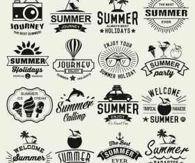 Vintage summer holiday logos typography vector 01