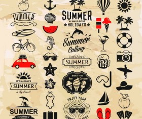 Vintage summer holiday logos typography vector 02
