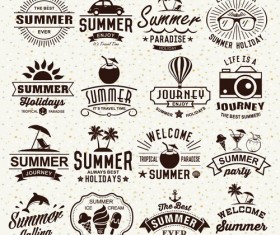 Vintage summer holiday logos typography vector 03