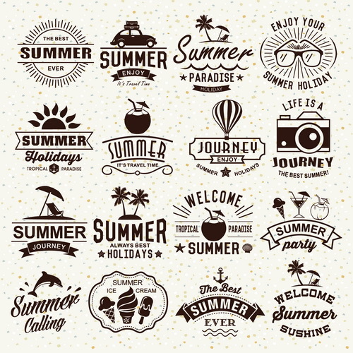 Vintage summer holiday logos typography vector 03