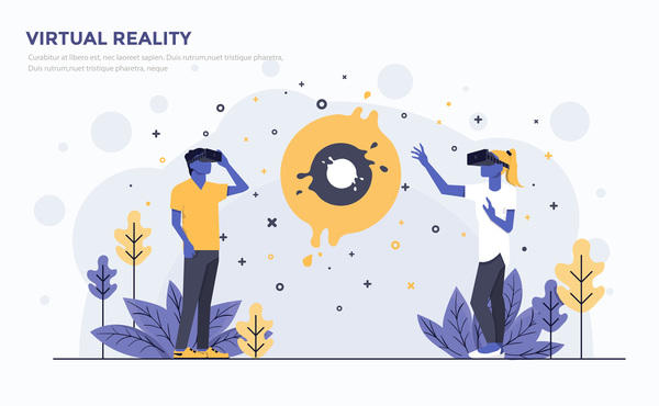 Virtual Reality flat business template vector