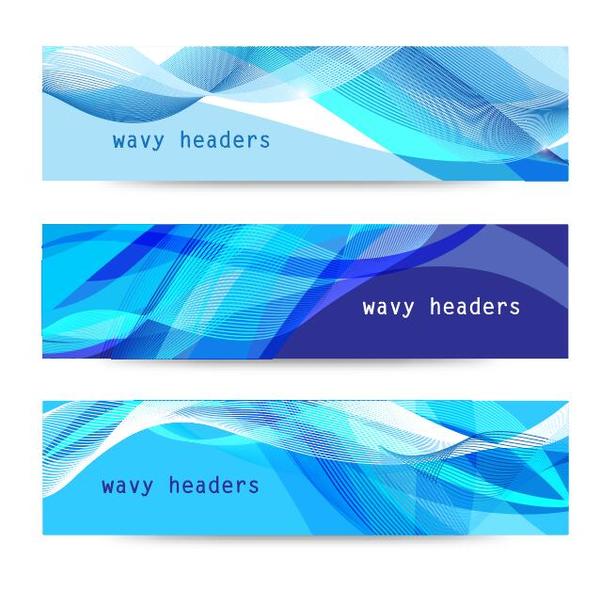 Wave headers banners vector