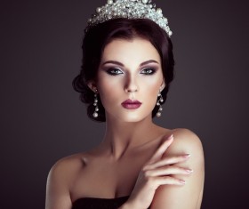 Wearing strapless dress woman crown Stock Photo 01
