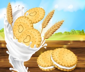 Wheat cookies poster vector template