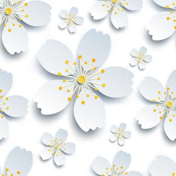 White paper flower seamless pattern vector