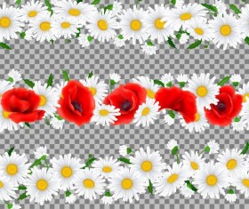 White with red flower border vector