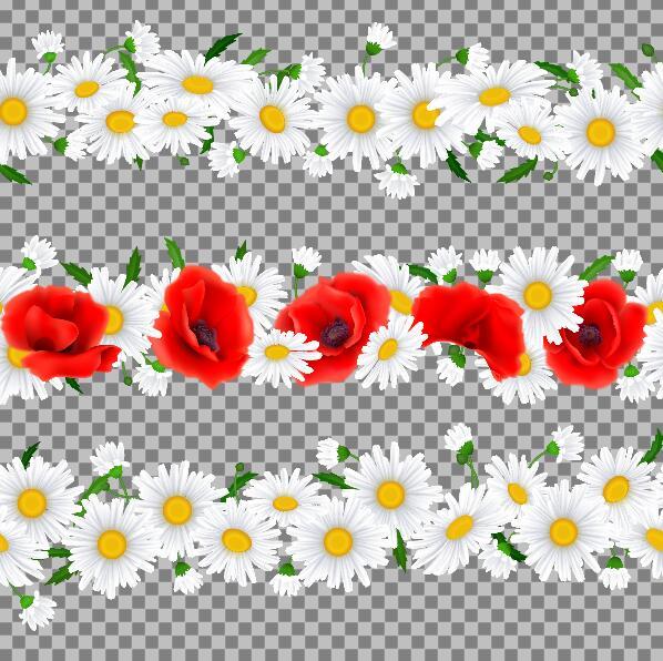 White with red flower border vector