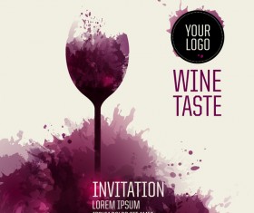 Wine background with watercolor vector