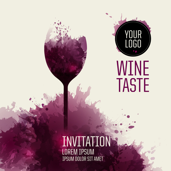 Wine background with watercolor vector