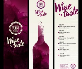 Wine menu watecolor styles template vector 01