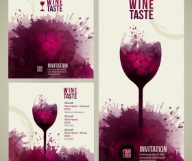 Wine menu watecolor styles template vector 02