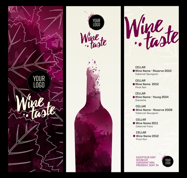 Wine menu watecolor styles template vector 04