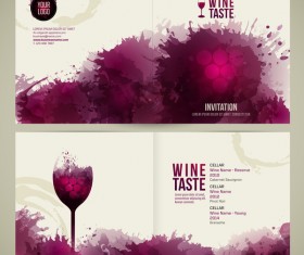 Wine menu watecolor styles template vector 06