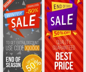 Winter sale discount banners vector