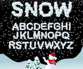 Winter snow alphaber with number vector