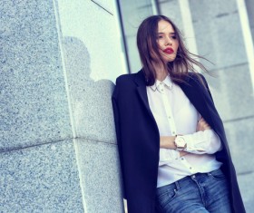 Woman looking into the distance Stock Photo