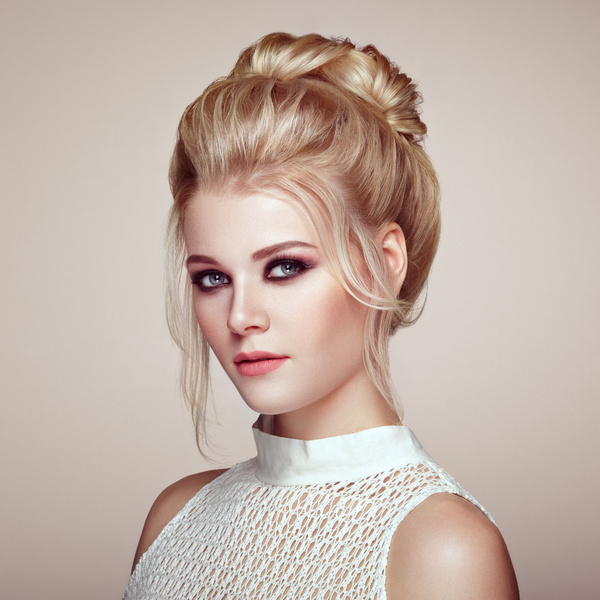 Woman with elegant and shiny hairstyle Stock Photo 01