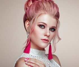 Woman with elegant and shiny hairstyle Stock Photo 02